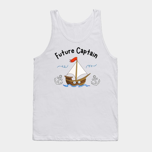 Sailing Sailboat Future Captain Children Tank Top by Foxxy Merch